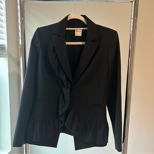 RED Valentino Ruffled Blazer Size Small in Classic Black One Button Closure GUC